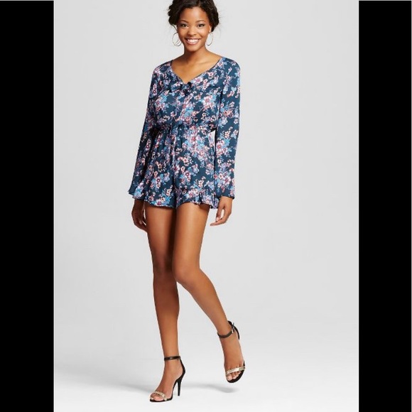 Xhilaration Dresses & Skirts - Women's Tie-Front Romper - Xhilaration™ Navy XXL🦋